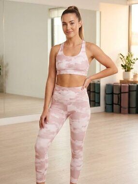 NEW Anthropologie | All Fenix Blush Tie Dye 7/8 Leggings Longline Sports Bra